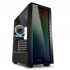 Sharkoon RGB LIT 200  ATX Case, with Side&Front Panel of Tempered Glass, without PSU, Illuminated Front Panel, Pre-Installed Fans: Front 1x120mm, Rear 1x120mm A-RGB LED, 2xARGB LED Strip, ARGB Controller, 2x3.5-/6x2.5-, 2xUSB3.0, 1xUSB2.0, 1xHeadphones, 1